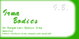 irma bodics business card